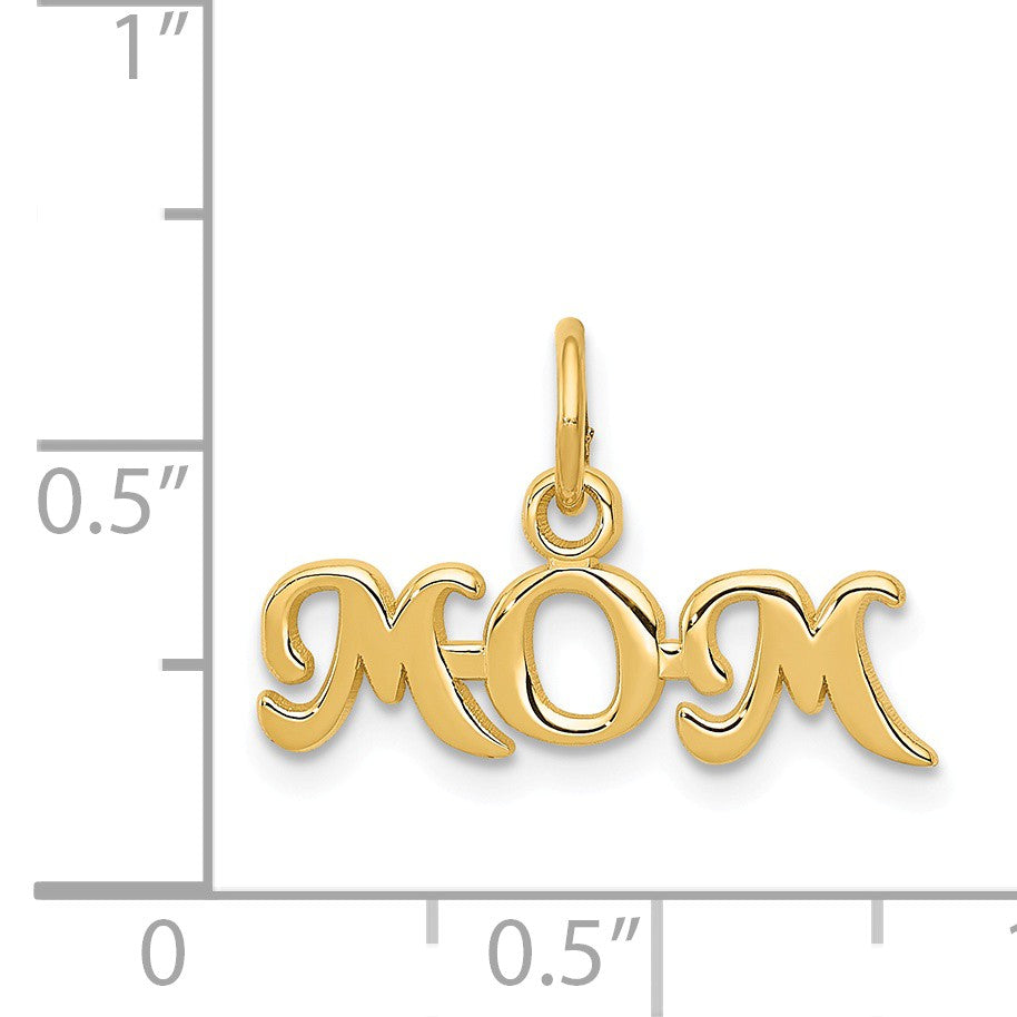 Alternate view of the 14k Yellow Gold Mom Charm or Pendant, 19mm by The Black Bow Jewelry Co.