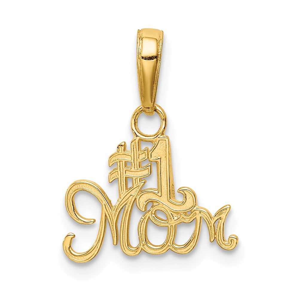 14k Yellow Gold Script #1 Mom Charm or Pendant, 15mm, Item P26115 by The Black Bow Jewelry Co.