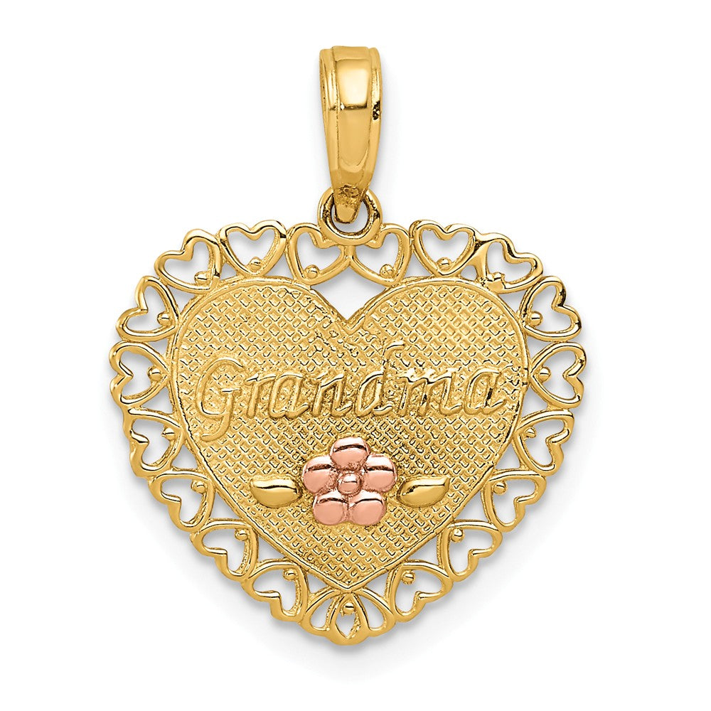 14k Two Tone Gold Grandma Heart Frame Pendant, 18mm, Item P26119 by The Black Bow Jewelry Co.