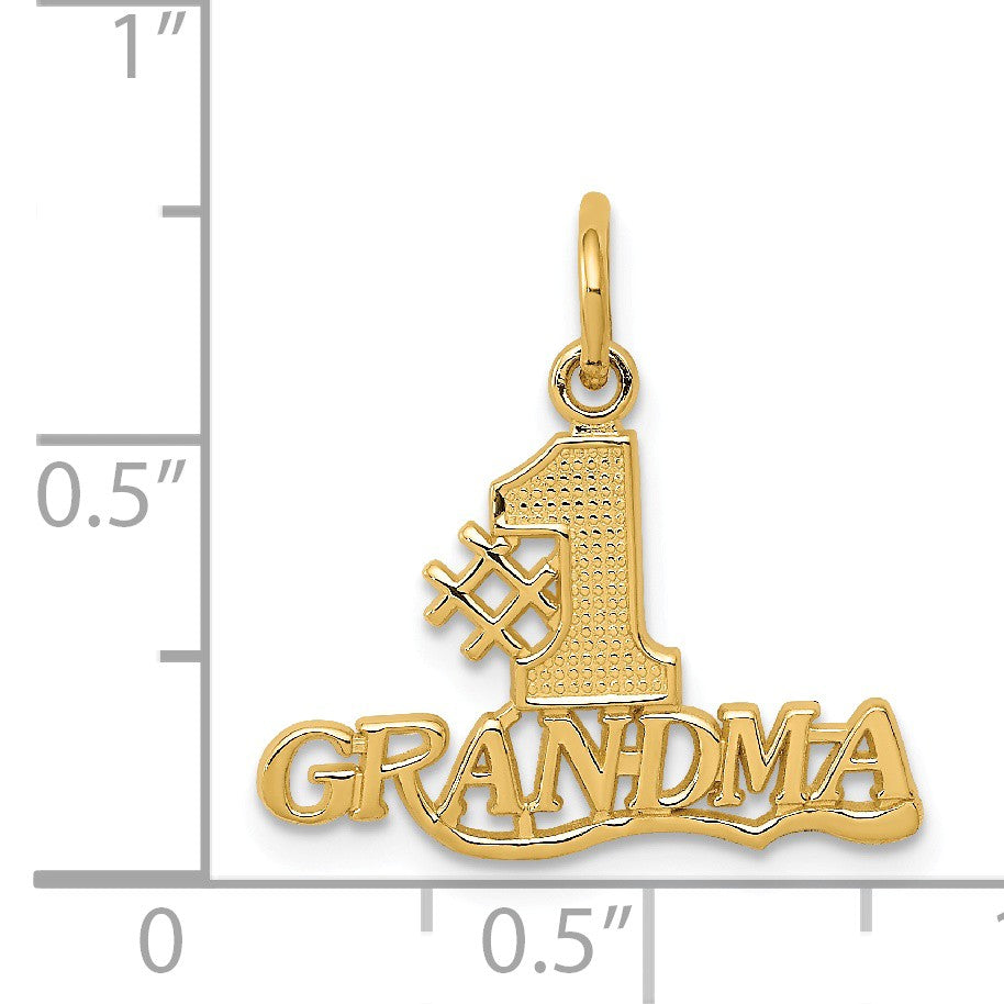 Alternate view of the 14k Yellow Gold #1 Grandma Charm or Pendant, 18mm by The Black Bow Jewelry Co.