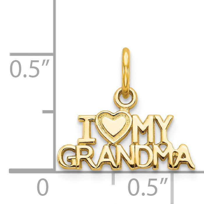 Alternate view of the 14k Yellow Gold I Love My Grandma Charm or Pendant, 15mm by The Black Bow Jewelry Co.