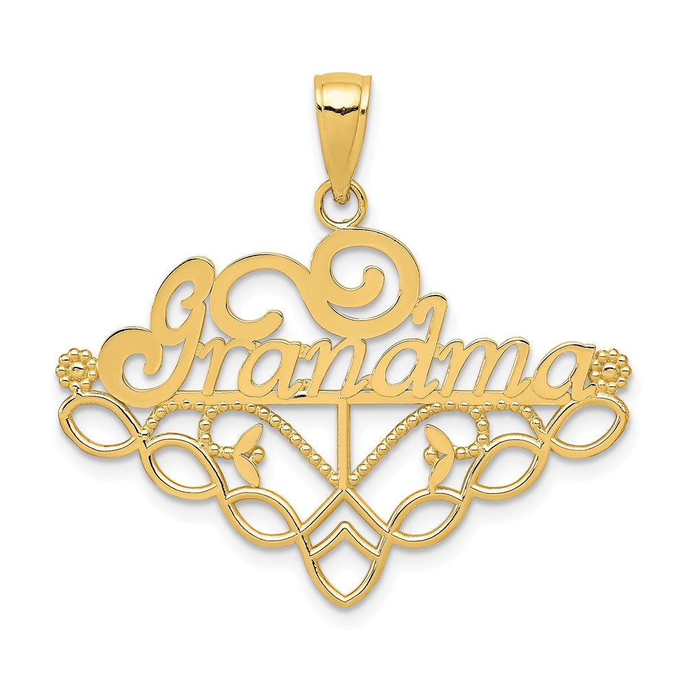 14k Yellow Gold Grandma Birthstone Charm Holder Pendant, 33mm, Item P26144 by The Black Bow Jewelry Co.