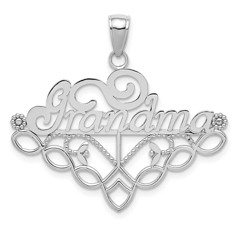 14k White Gold Grandma Birthstone Charm Holder Pendant, 33mm, Item P26145 by The Black Bow Jewelry Co.