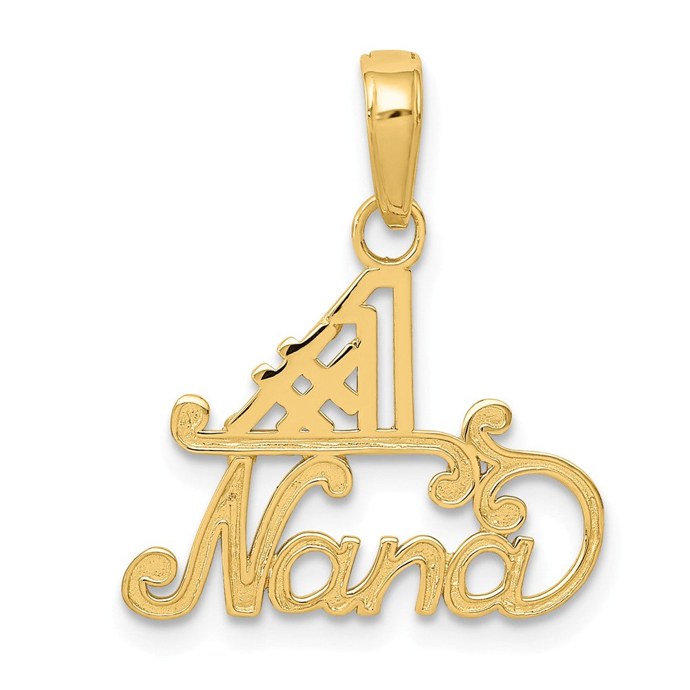 14k Yellow Gold #1 Nana Pendant, 18mm, Item P26146 by The Black Bow Jewelry Co.