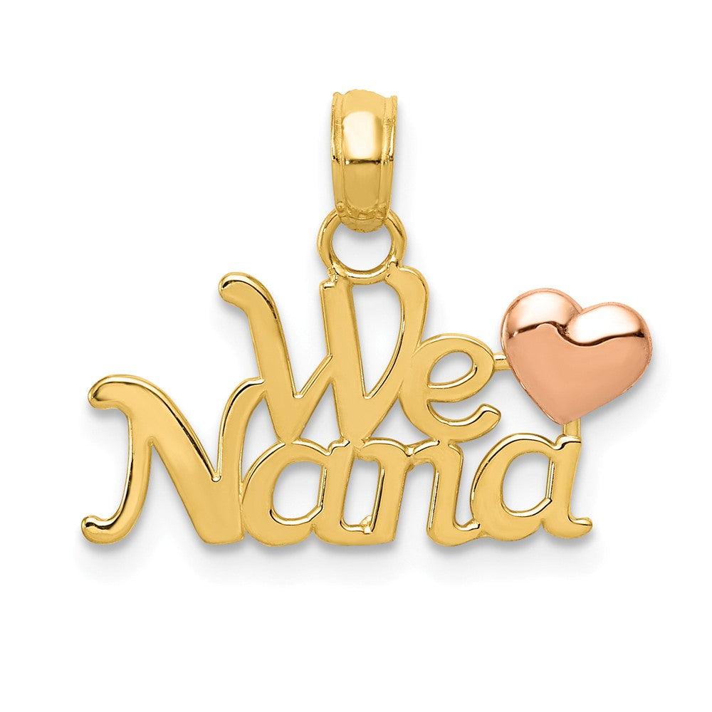 14k Two Tone Gold We Love You Nana Pendant, 19mm, Item P26153 by The Black Bow Jewelry Co.