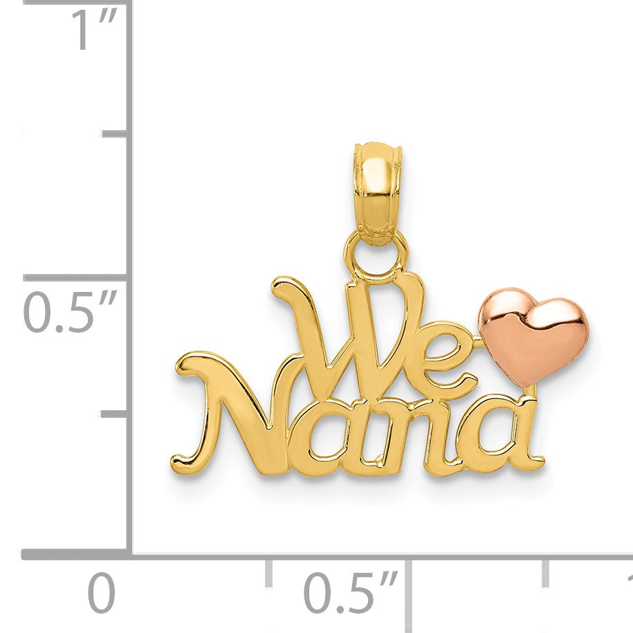 Alternate view of the 14k Two Tone Gold We Love You Nana Pendant, 19mm by The Black Bow Jewelry Co.