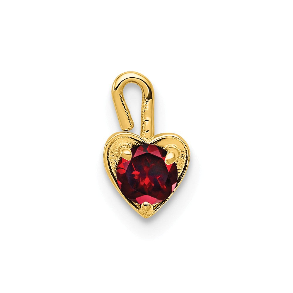 Jan Synthetic Garnet 14k Yellow Gold Heart Pendant Enhancer, 5mm, Item P26155 by The Black Bow Jewelry Co.