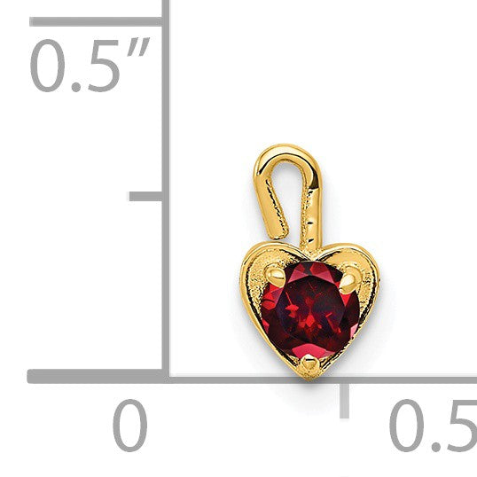 Alternate view of the Jan Synthetic Garnet 14k Yellow Gold Heart Pendant Enhancer, 5mm by The Black Bow Jewelry Co.