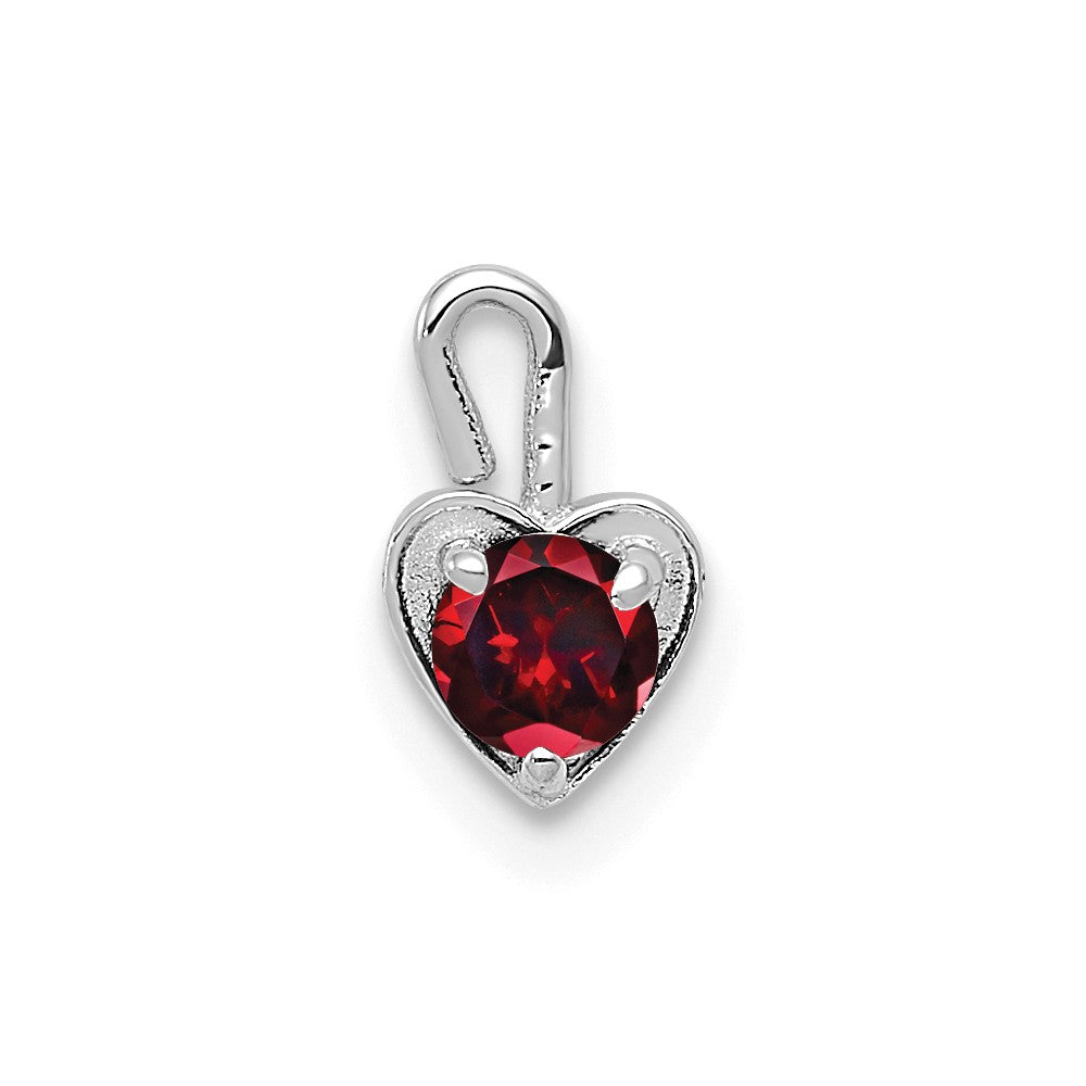 Jan Synthetic Garnet 14k White Gold Heart Pendant Enhancer, 5mm, Item P26156 by The Black Bow Jewelry Co.