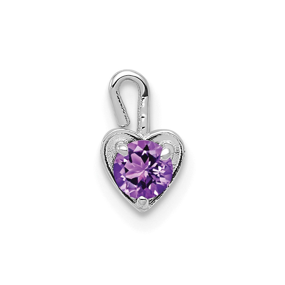 Feb Synthetic Amethyst 14k White Gold Heart Pendant Enhancer, 5mm, Item P26158 by The Black Bow Jewelry Co.