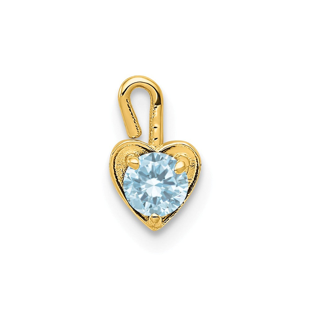 Mar Synthetic Aquamarine 14k Yellow Gold Heart Pendant Enhancer, 5mm, Item P26159 by The Black Bow Jewelry Co.