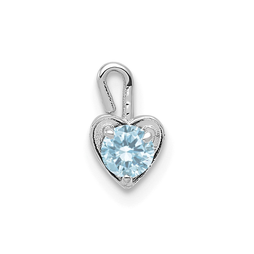 Mar Synthetic Aquamarine 14k White Gold Heart Pendant Enhancer, 5mm, Item P26160 by The Black Bow Jewelry Co.