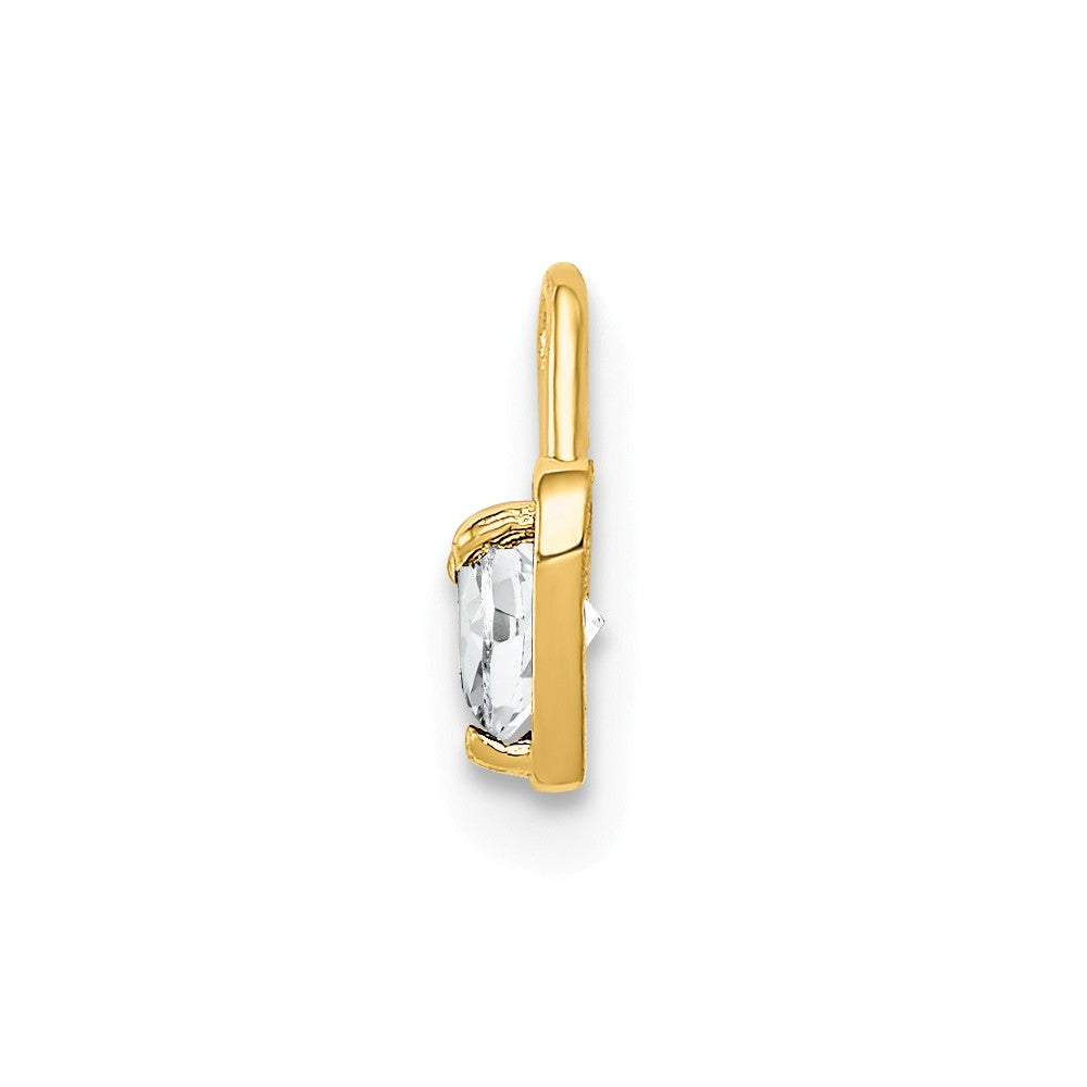 Alternate view of the Apr Synthetic White Topaz 14k Yellow Gold Heart Pendant Enhancer, 5mm by The Black Bow Jewelry Co.