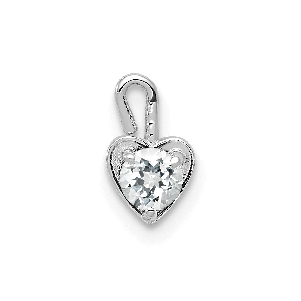 Apr Synthetic White Topaz 14k White Gold Heart Pendant Enhancer, 5mm, Item P26162 by The Black Bow Jewelry Co.