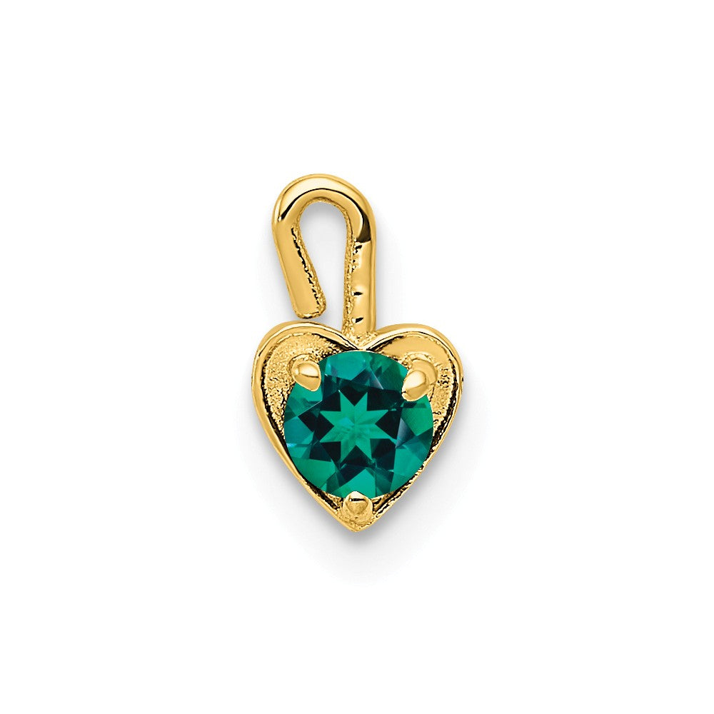 May Synthetic Emerald 14k Yellow Gold Heart Pendant Enhancer, 5mm, Item P26163 by The Black Bow Jewelry Co.