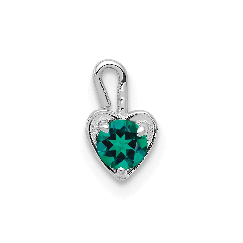 May Synthetic Emerald 14k White Gold Heart Pendant Enhancer, 5mm, Item P26164 by The Black Bow Jewelry Co.