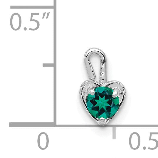 Alternate view of the May Synthetic Emerald 14k White Gold Heart Pendant Enhancer, 5mm by The Black Bow Jewelry Co.