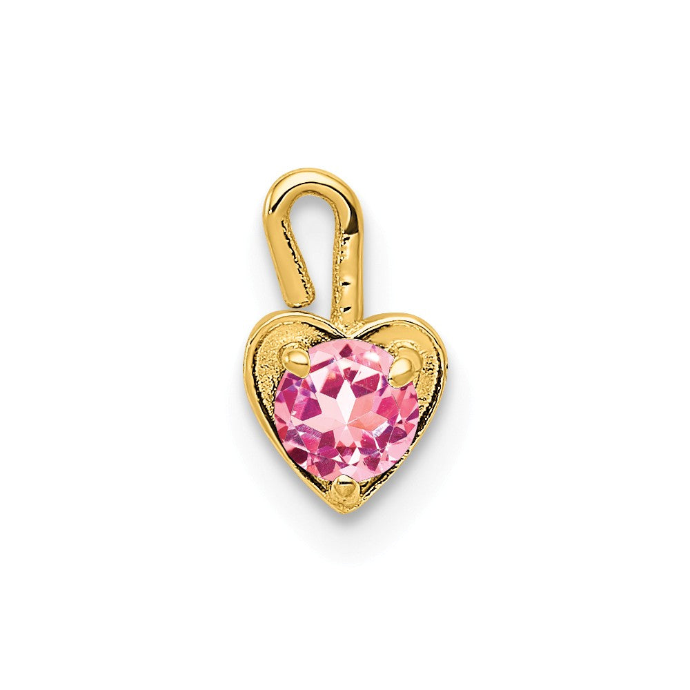 Oct Synthetic Tourmaline 14k Yellow Gold Heart Pendant Enhancer, 5mm, Item P26165 by The Black Bow Jewelry Co.
