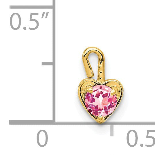 Alternate view of the Oct Synthetic Tourmaline 14k Yellow Gold Heart Pendant Enhancer, 5mm by The Black Bow Jewelry Co.