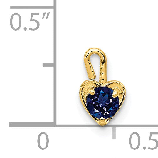 Alternate view of the Sept Synthetic Sapphire 14k Yellow Gold Heart Pendant Enhancer, 5mm by The Black Bow Jewelry Co.