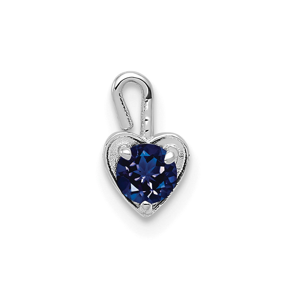 Sept Synthetic Sapphire 14k White Gold Heart Pendant Enhancer, 5mm, Item P26170 by The Black Bow Jewelry Co.