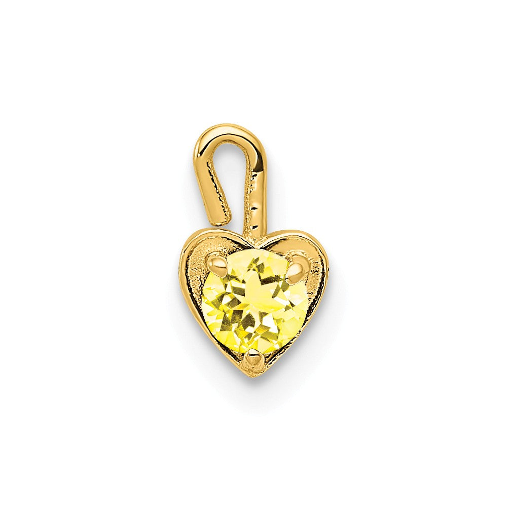 Nov Synthetic Citrine 14k Yellow Gold Heart Pendant Enhancer, 5mm, Item P26171 by The Black Bow Jewelry Co.