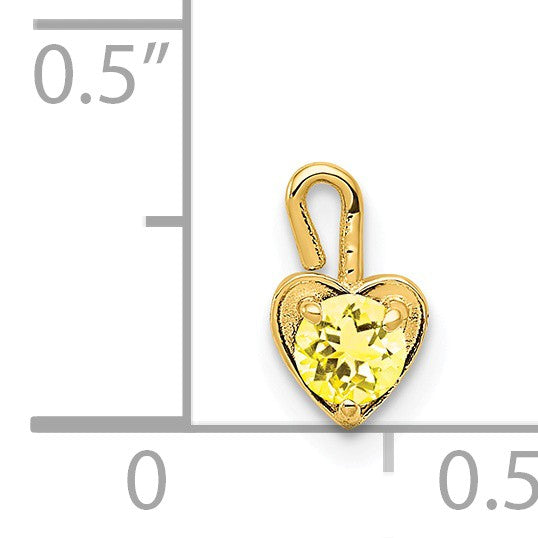Alternate view of the Nov Synthetic Citrine 14k Yellow Gold Heart Pendant Enhancer, 5mm by The Black Bow Jewelry Co.