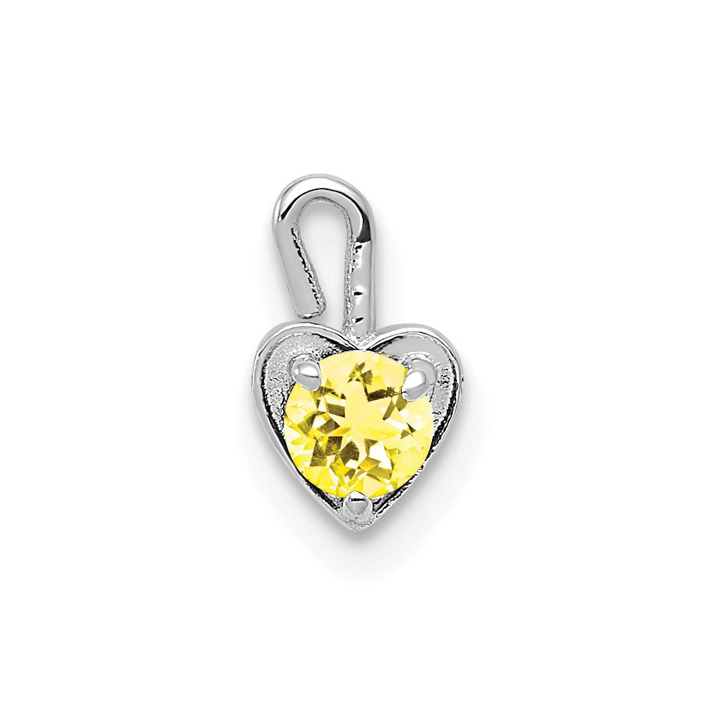 Nov Synthetic Citrine 14k White Gold Heart Pendant Enhancer, 5mm, Item P26172 by The Black Bow Jewelry Co.