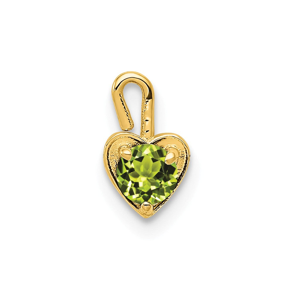 Aug Synthetic Peridot 14k Yellow Gold Heart Pendant Enhancer, 5mm, Item P26175 by The Black Bow Jewelry Co.