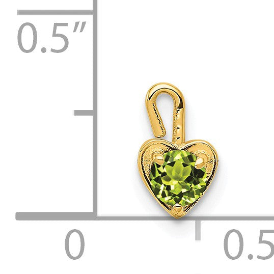 Alternate view of the Aug Synthetic Peridot 14k Yellow Gold Heart Pendant Enhancer, 5mm by The Black Bow Jewelry Co.