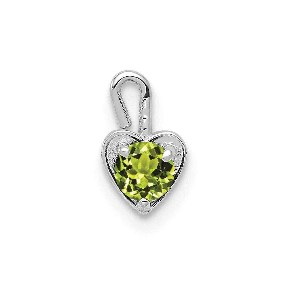 Aug Synthetic Peridot 14k White Gold Heart Pendant Enhancer, 5mm, Item P26176 by The Black Bow Jewelry Co.