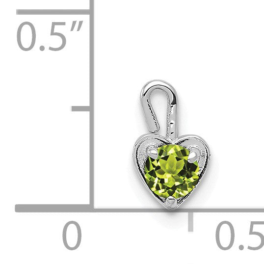 Alternate view of the Aug Synthetic Peridot 14k White Gold Heart Pendant Enhancer, 5mm by The Black Bow Jewelry Co.