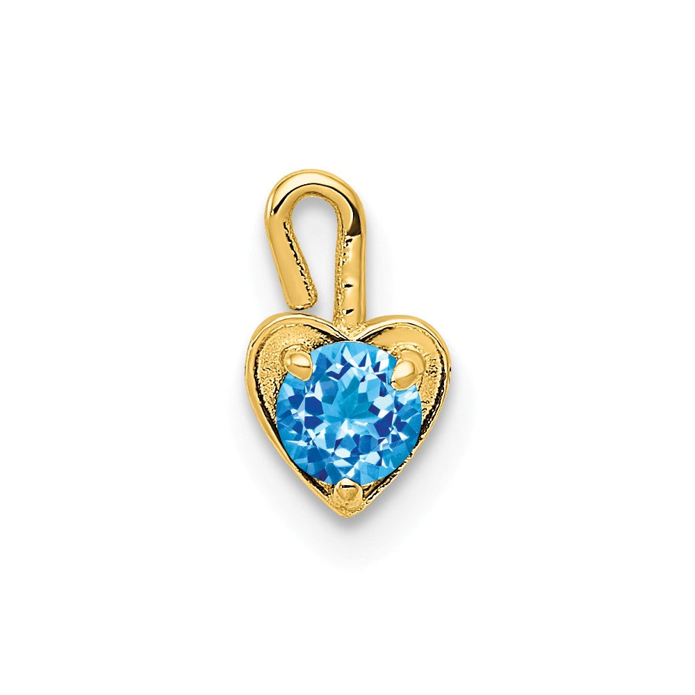Dec Synthetic Blue Topaz 14k Yellow Gold Heart Pendant Enhancer, 5mm, Item P26177 by The Black Bow Jewelry Co.