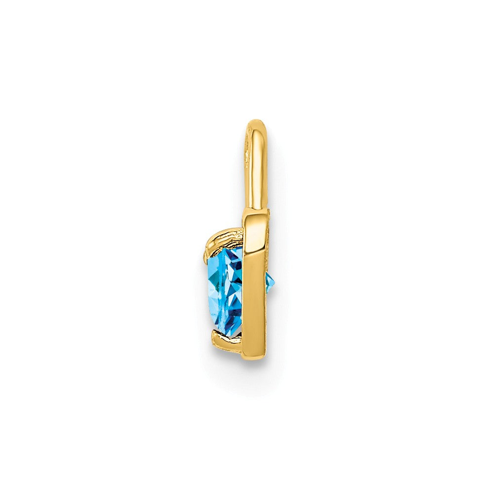 Alternate view of the Dec Synthetic Blue Topaz 14k Yellow Gold Heart Pendant Enhancer, 5mm by The Black Bow Jewelry Co.
