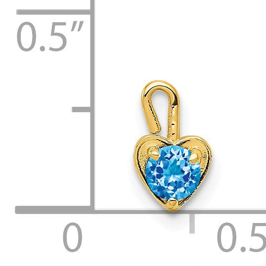 Alternate view of the Dec Synthetic Blue Topaz 14k Yellow Gold Heart Pendant Enhancer, 5mm by The Black Bow Jewelry Co.