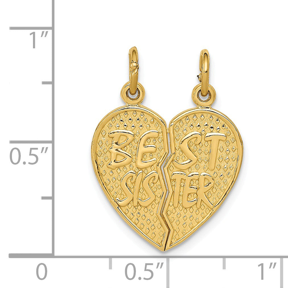 Alternate view of the 14k Yellow Gold Best Sister Set of 2 Charm or Pendants, 17mm by The Black Bow Jewelry Co.