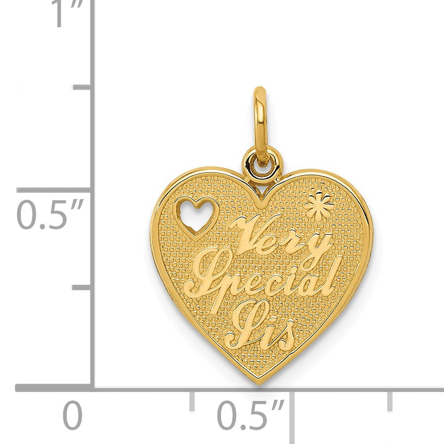 Alternate view of the 14k Yellow Gold Very Special Sis Heart Charm or Pendant, 14mm by The Black Bow Jewelry Co.