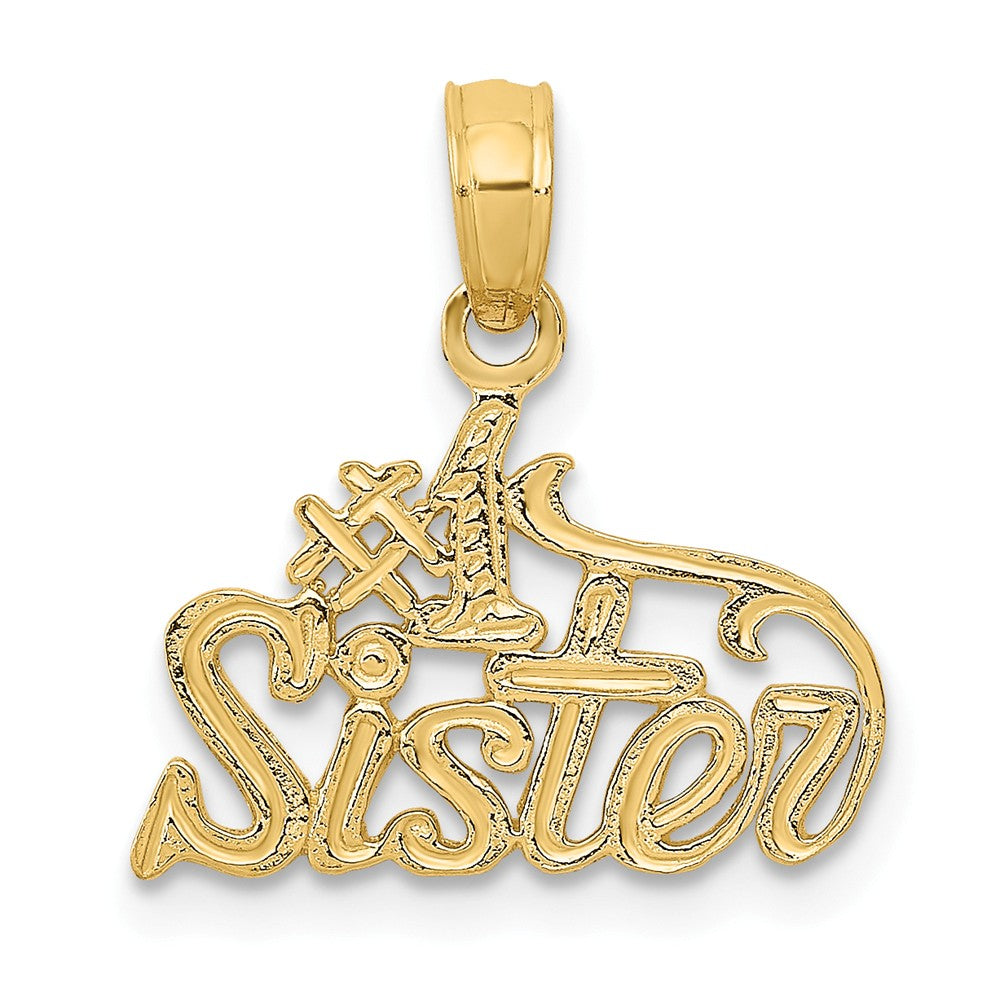 14k Yellow Gold #1 Sister Pendant, 15mm, Item P26190 by The Black Bow Jewelry Co.