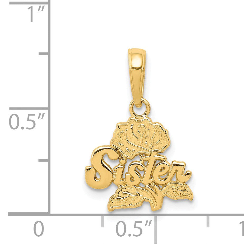 Alternate view of the 14k Yellow Gold Sister Rose Pendant, 13mm by The Black Bow Jewelry Co.