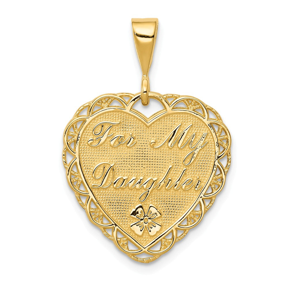 14k Yellow Gold For My Daughter Heart Pendant, 20mm, Item P26209 by The Black Bow Jewelry Co.