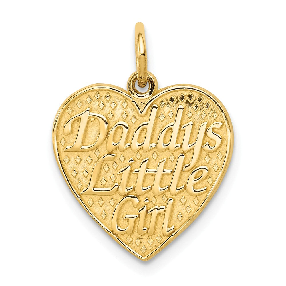 14k Yellow Gold Daddy&#39;s Little Girl Heart Charm or Pendant, 15mm, Item P26210 by The Black Bow Jewelry Co.