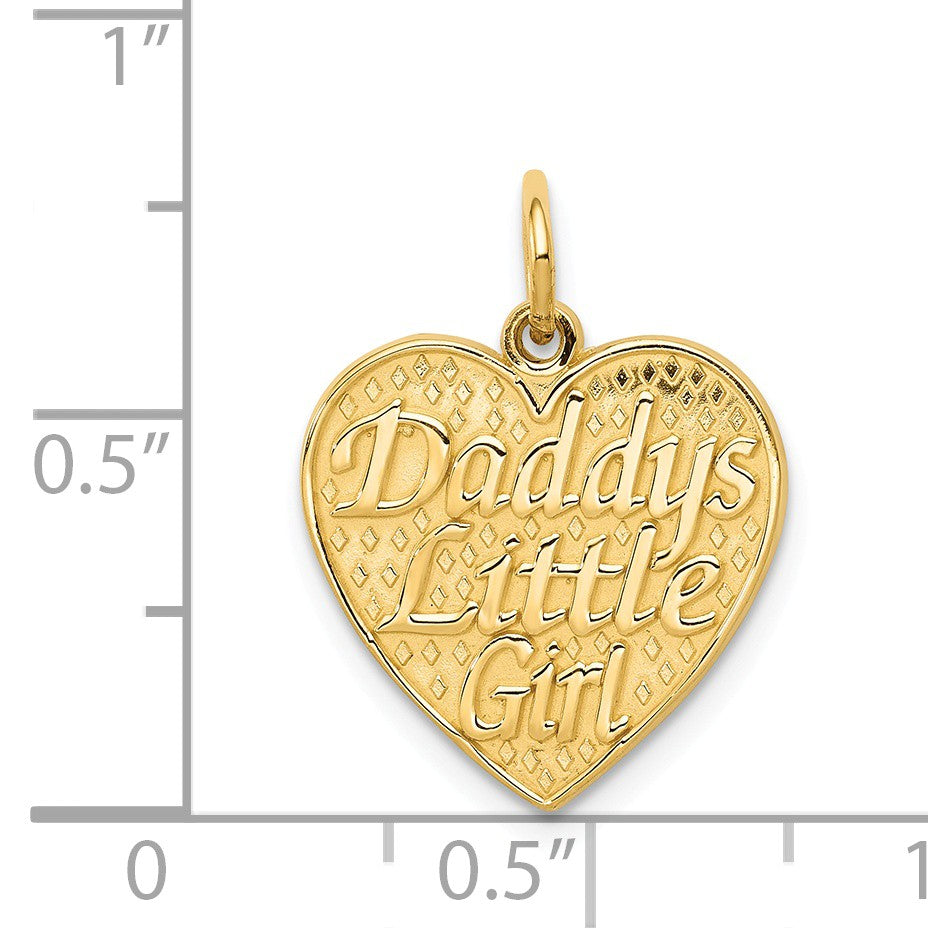 Alternate view of the 14k Yellow Gold Daddy&#39;s Little Girl Heart Charm or Pendant, 15mm by The Black Bow Jewelry Co.