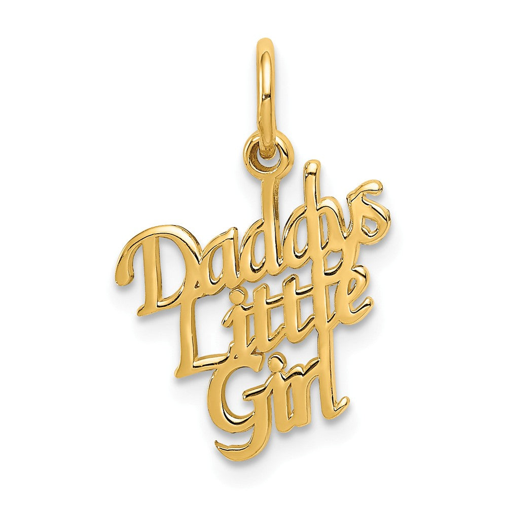 14k Yellow Gold Polished Daddy&#39;s Little Girl Charm or Pendant, 13mm, Item P26211 by The Black Bow Jewelry Co.
