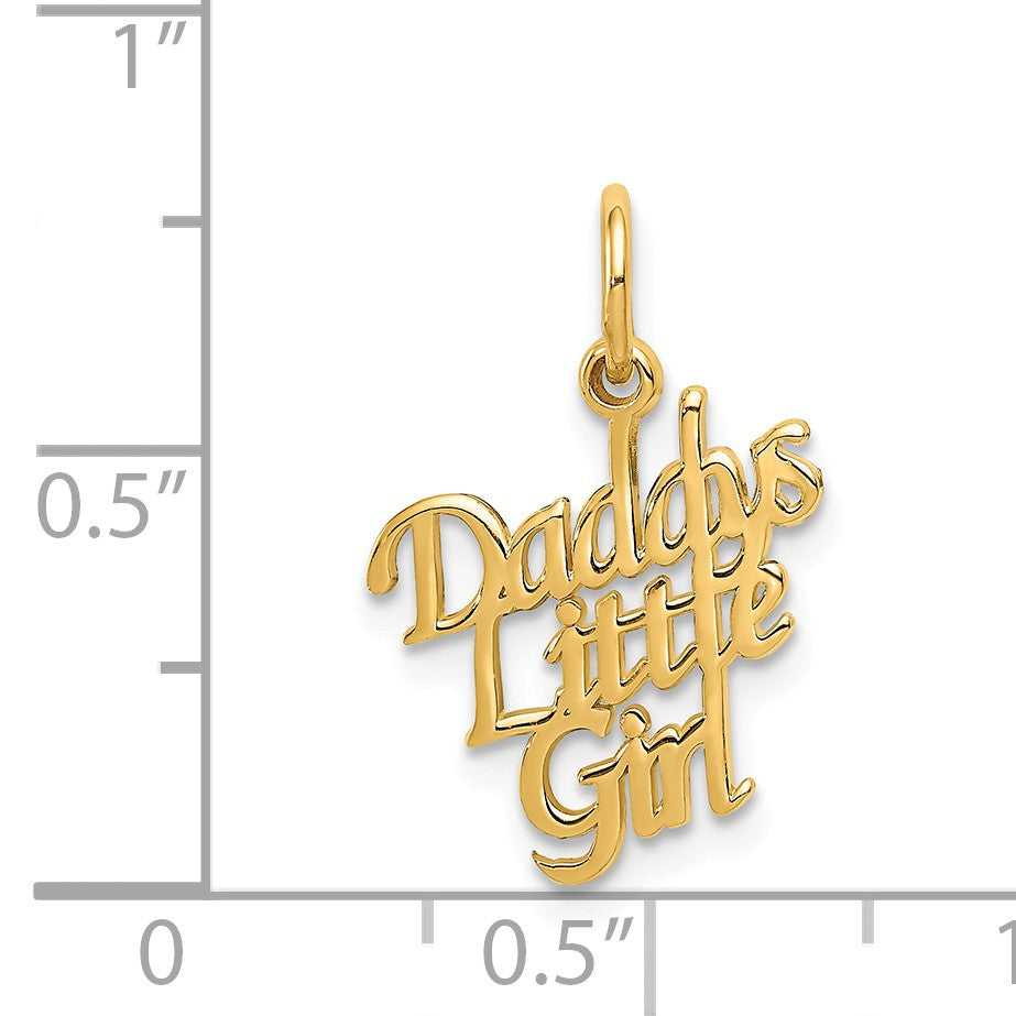 Alternate view of the 14k Yellow Gold Polished Daddy&#39;s Little Girl Charm or Pendant, 13mm by The Black Bow Jewelry Co.