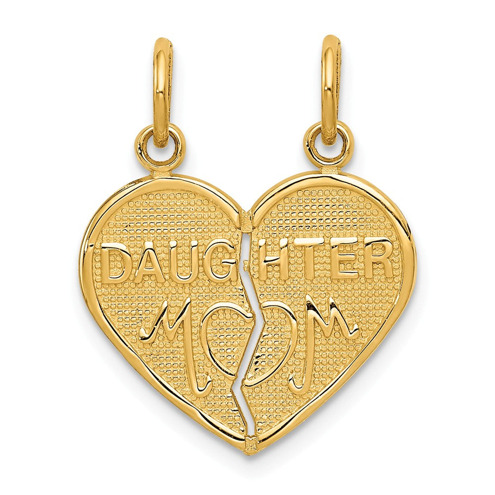 14k Yellow Gold Mom and Daughter Heart Set of 2 Charm or Pendants 16mm, Item P26213 by The Black Bow Jewelry Co.