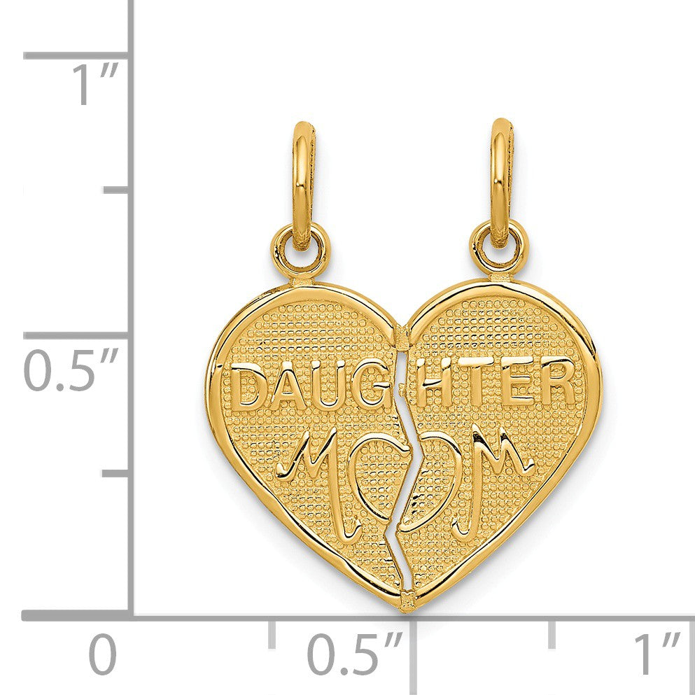 Alternate view of the 14k Yellow Gold Mom and Daughter Heart Set of 2 Charm or Pendants 16mm by The Black Bow Jewelry Co.