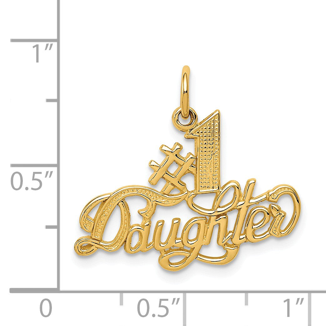 Alternate view of the 14k Yellow Gold #1 Daughter Charm or Pendant, 23mm by The Black Bow Jewelry Co.