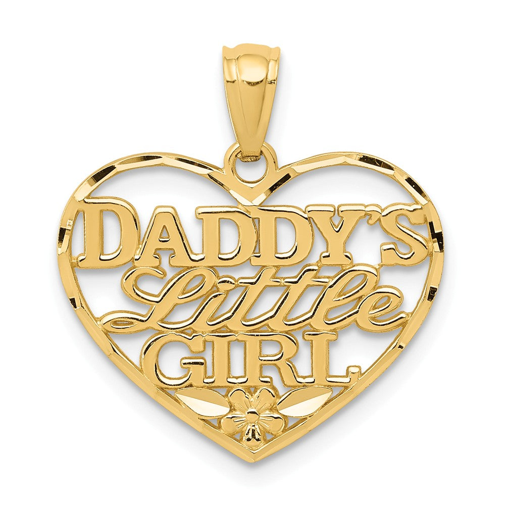 14k Yellow Gold Daddy&#39;s Little Girl Heart Pendant, 19mm, Item P26215 by The Black Bow Jewelry Co.