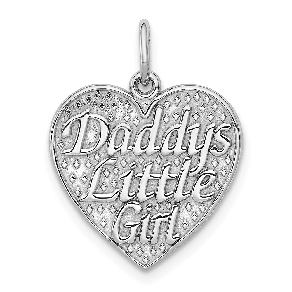 14k White Gold Daddy&#39;s Little Girl Heart Charm or Pendant, 16mm, Item P26216 by The Black Bow Jewelry Co.