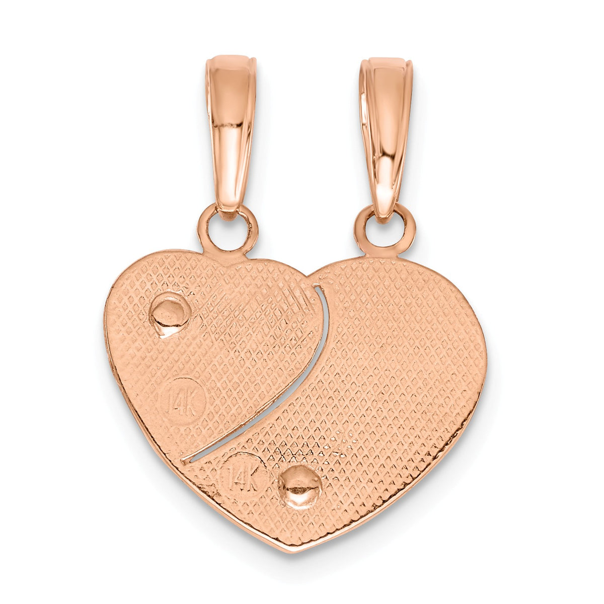 Alternate view of the 14k Two Tone Gold Mommy, Me Set of 2 Heart Pendant, 15mm by The Black Bow Jewelry Co.